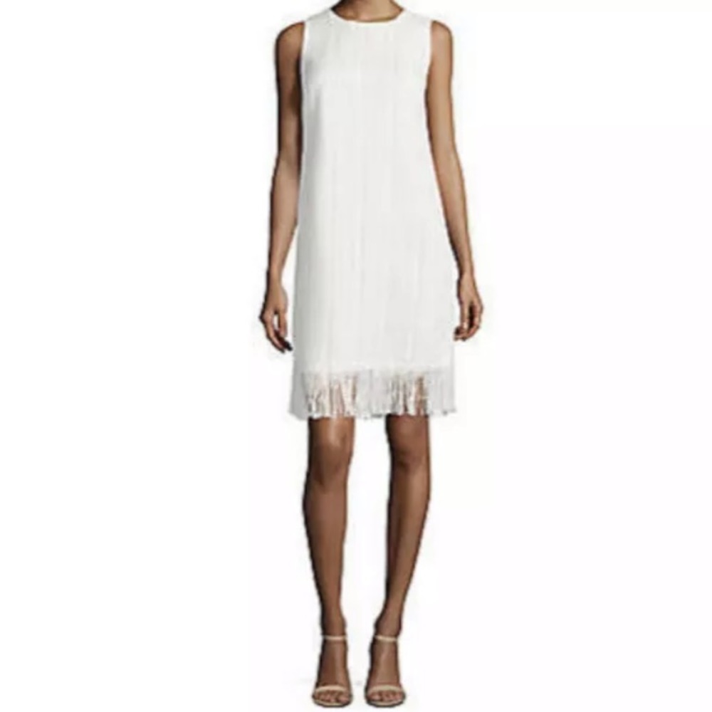 KarlLagerfeldParis Lurex Fringe Tweed Shift Dress